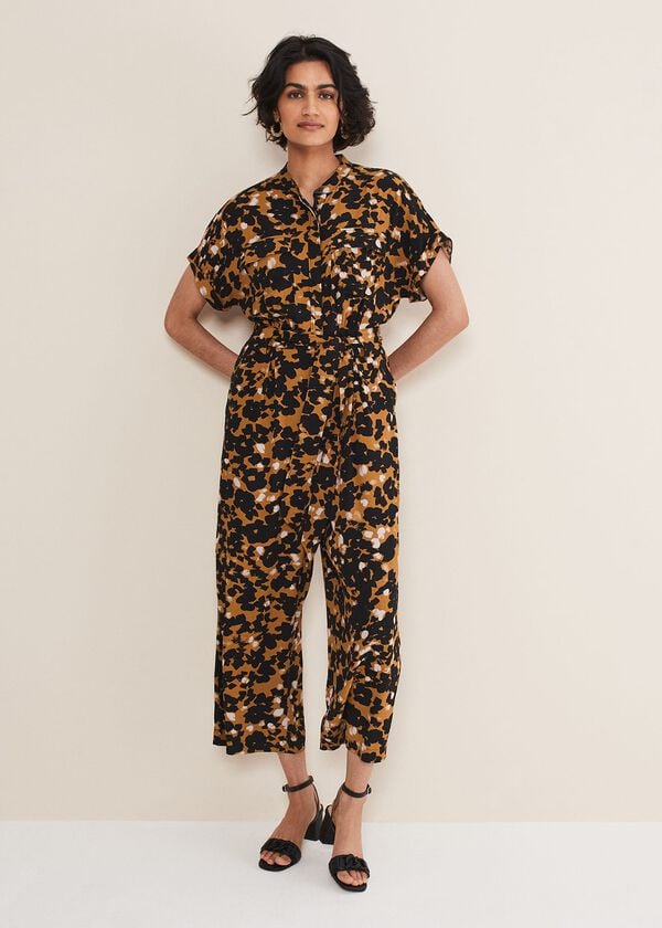 Phase Eight Nell Abstract Cropped Wide Leg Jumpsuit