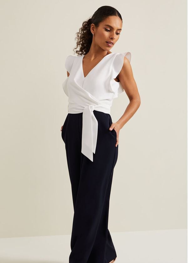 Phase Eight Petite Ayla Ruffle Colourblock Jumpsuit