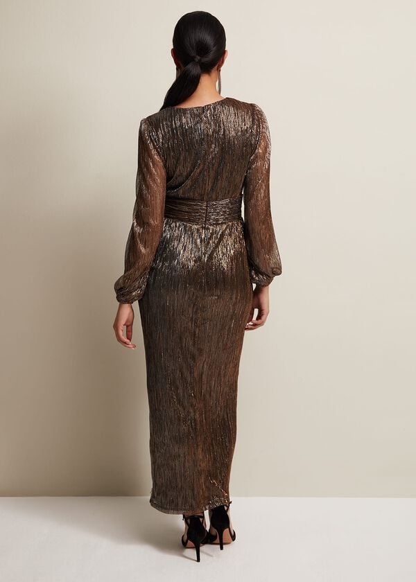 Phase Eight Petite Brielle Bronze Shimmer Maxi Dress