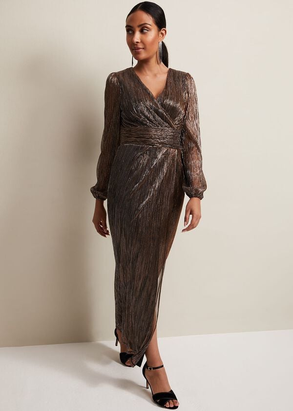 phase eight Petite Brielle Bronze Shimmer Maxi Dress
