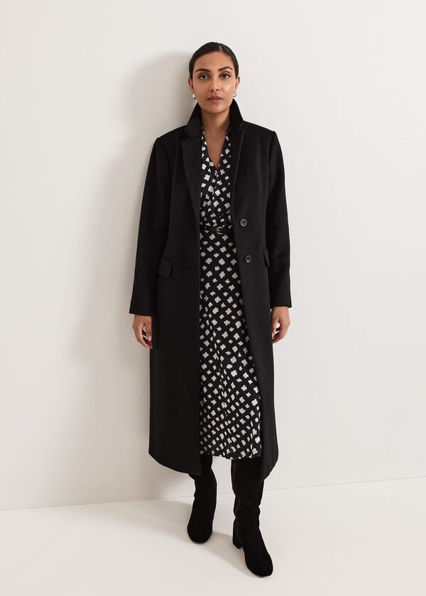 Phase Eight Petite Caitlin Black Printed Mesh Dress