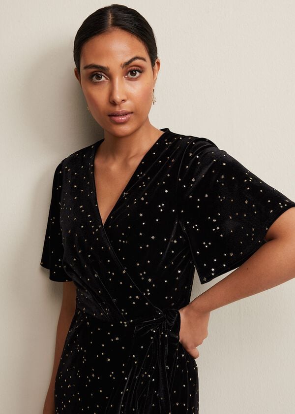 Phase Eight Petite Holly Velvet Star Wrap Maxi Dress