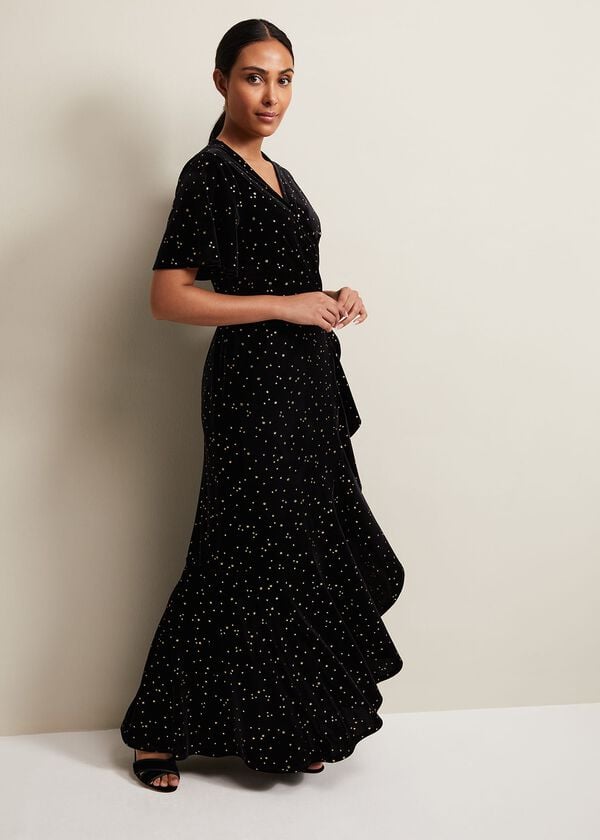 phase eight Petite Holly Velvet Star Wrap Maxi Dress