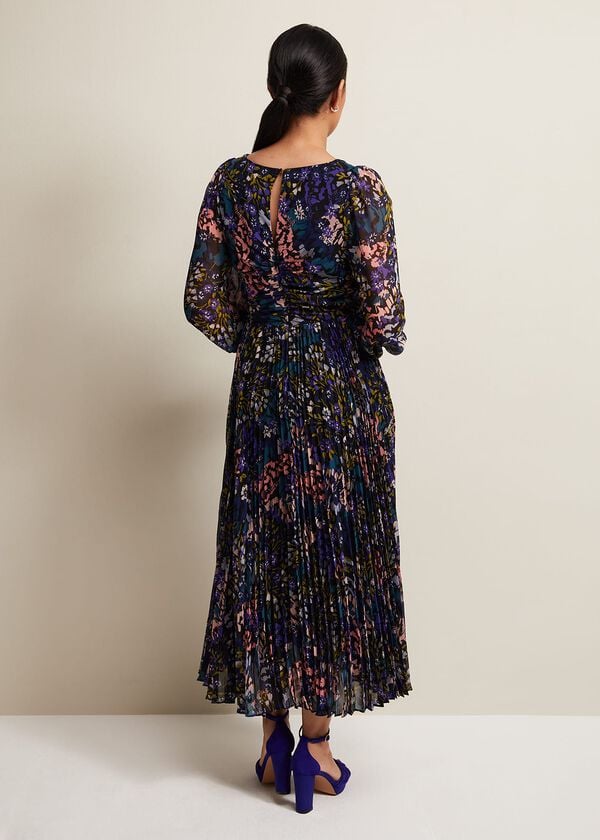Phase Eight Petite Kindra Floral Pleated Midi Dress