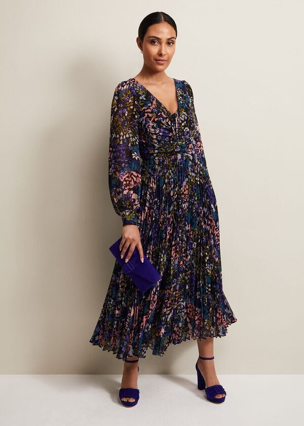 phase eight Petite Kindra Floral Pleated Midi Dress