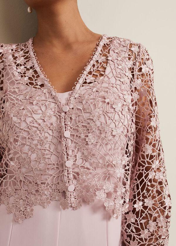 Phase Eight Petite Mariposa Pale Pink Lace Jumpsuit