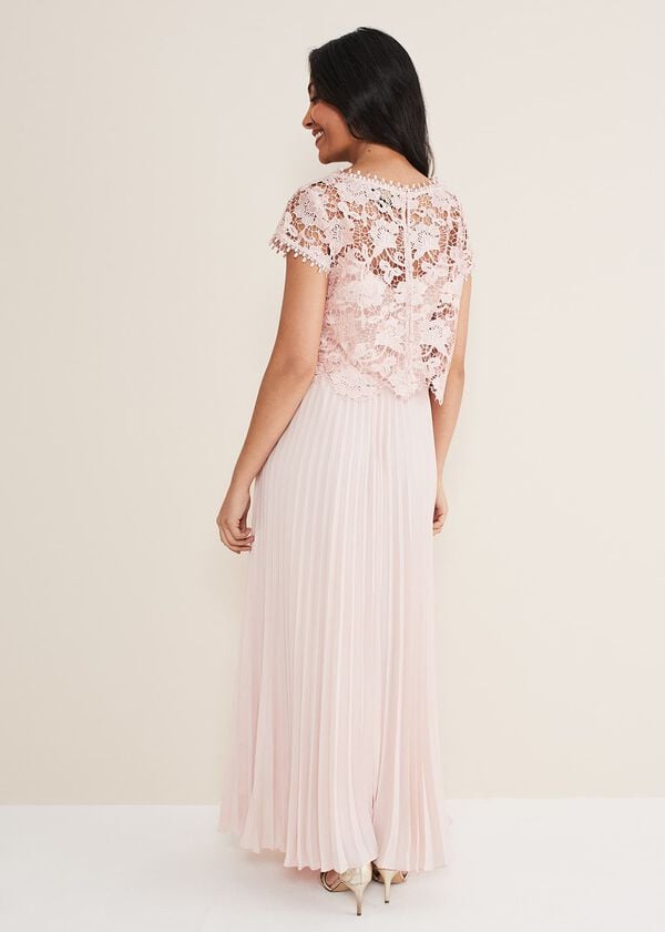 Phase Eight Petite Michelle Lace Pleated Maxi Dress