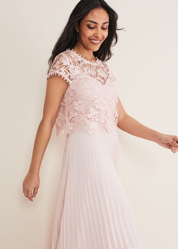 Phase Eight Petite Michelle Lace Pleated Maxi Dress
