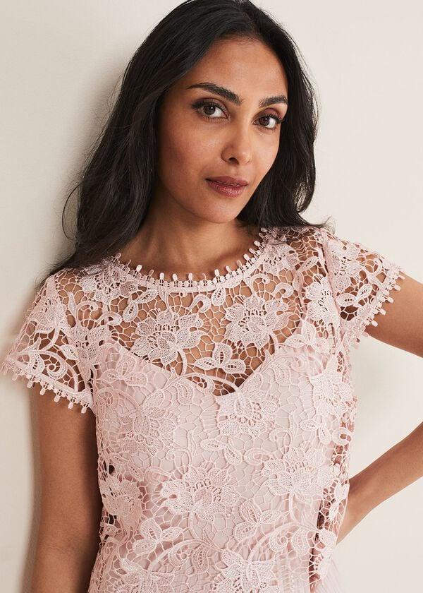 Phase Eight Petite Michelle Lace Pleated Maxi Dress