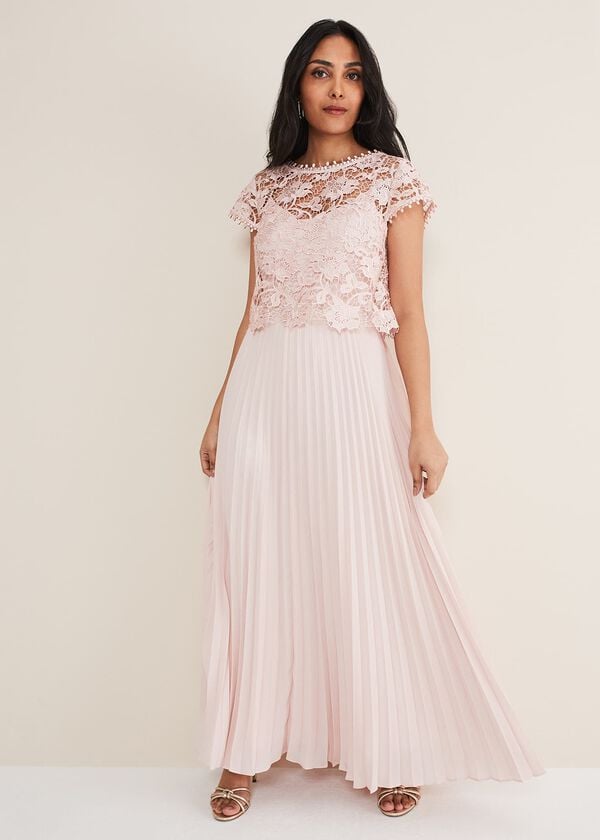 phase eight Petite Michelle Lace Pleated Maxi Dress