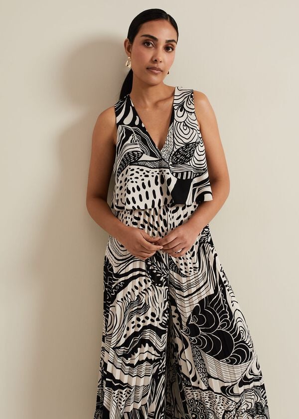 Phase Eight Petite Saskia Abstract Pleated Jumpsuit