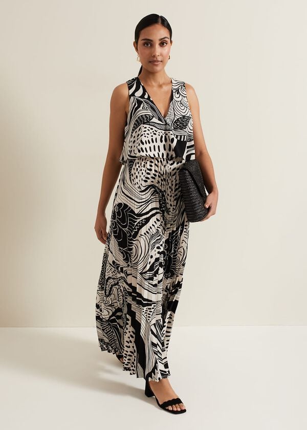 phase eight Petite Saskia Abstract Pleated Jumpsuit