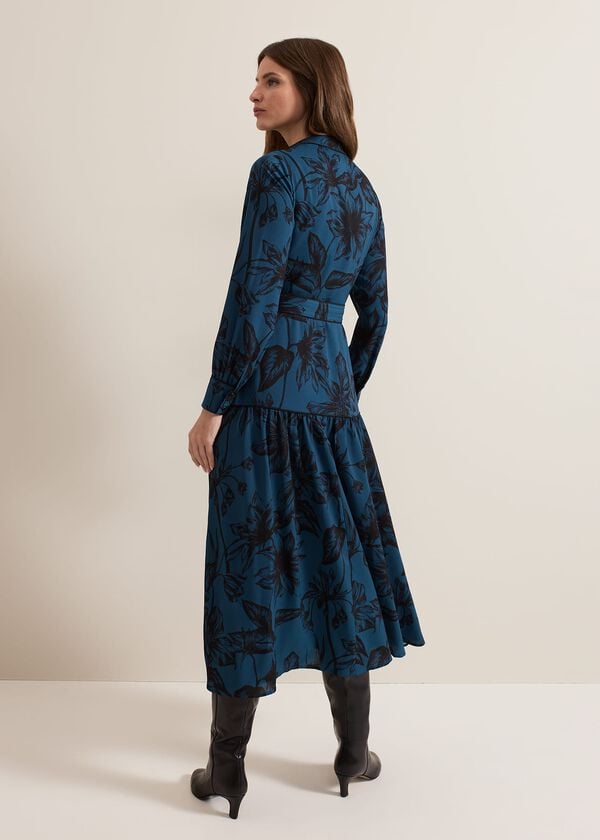 Phase Eight Petite Shakira Teal Floral Midaxi Dress