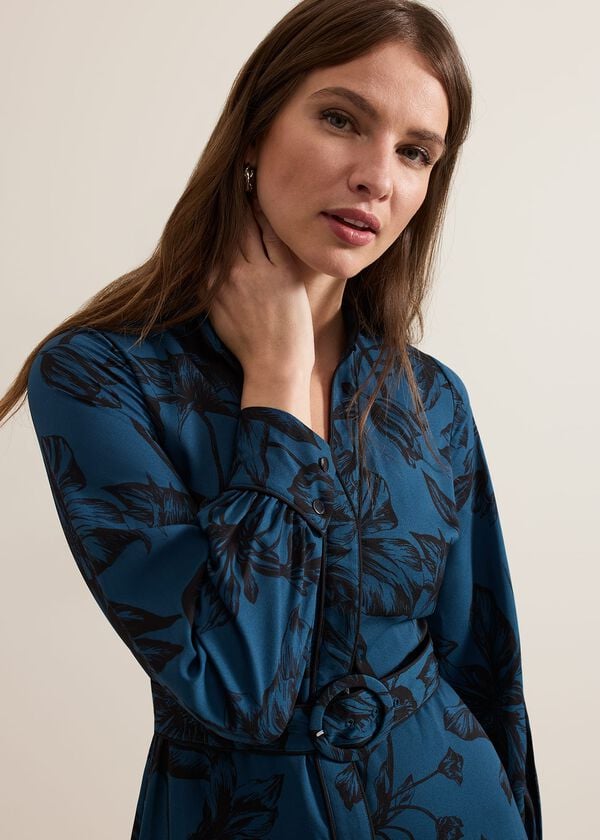 Phase Eight Petite Shakira Teal Floral Midaxi Dress