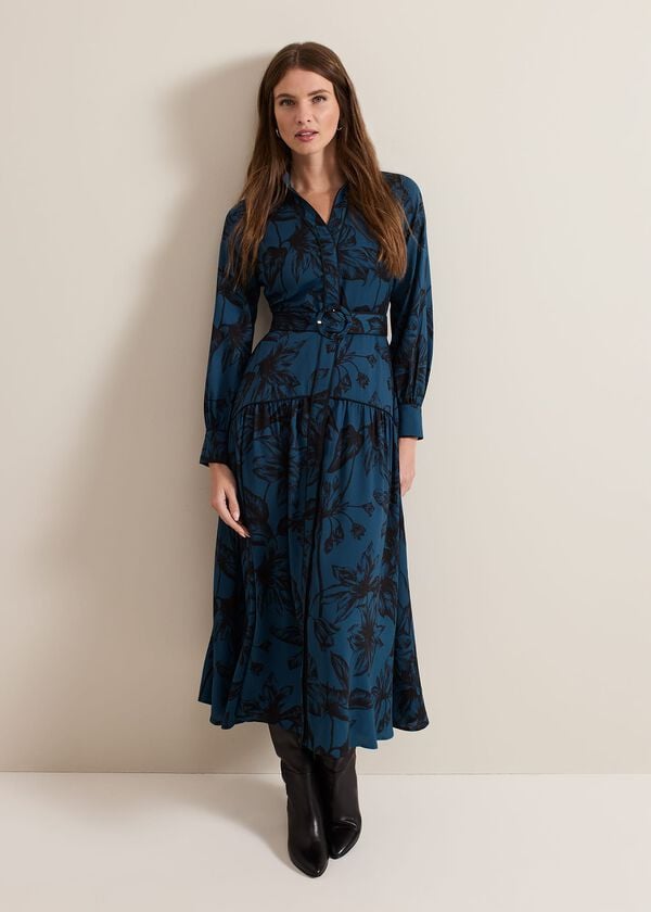 phase eight Petite Shakira Teal Floral Midaxi Dress