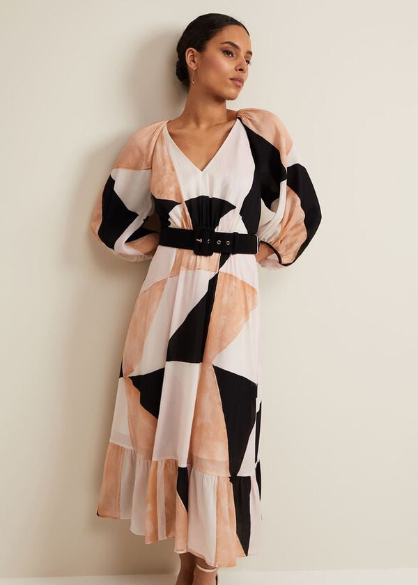 Phase Eight Petite Sophia Colour Block Belted Dress