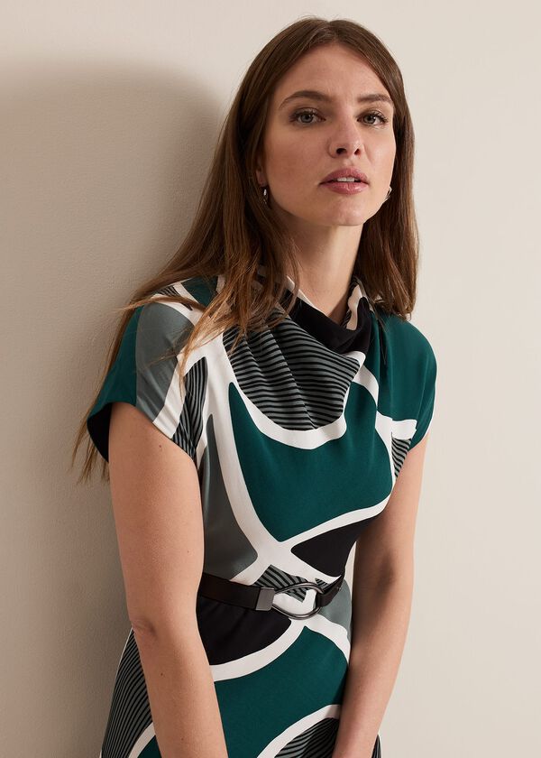 Phase Eight Petite Zaynab Swirl Cowl Neck Midi Dress