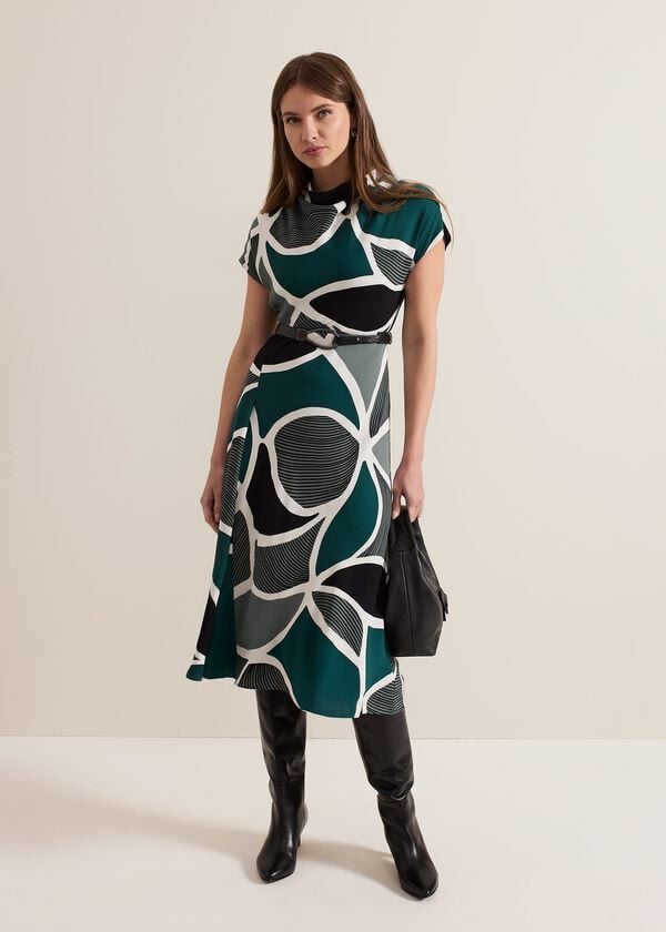 phase eight Petite Zaynab Swirl Cowl Neck Midi Dress