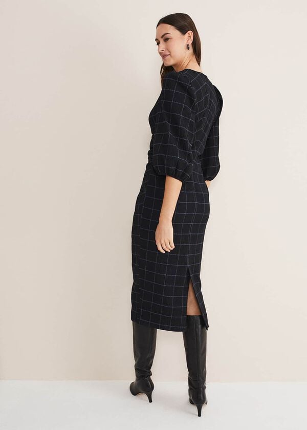Phase Eight Addison Check Ruched Dress