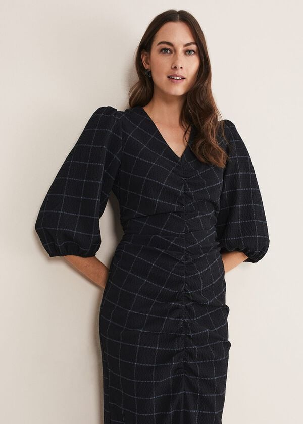 Phase Eight Addison Check Ruched Dress