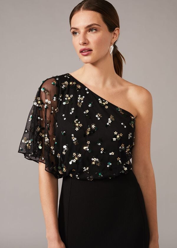 Phase Eight Adele Sequinned One Shoulder Dress