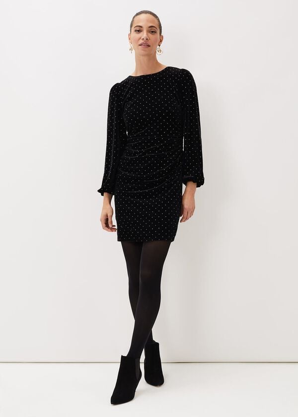 Phase Eight Adele Studded Velvet Mini Dress