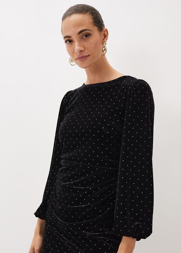 Phase Eight Adele Studded Velvet Mini Dress