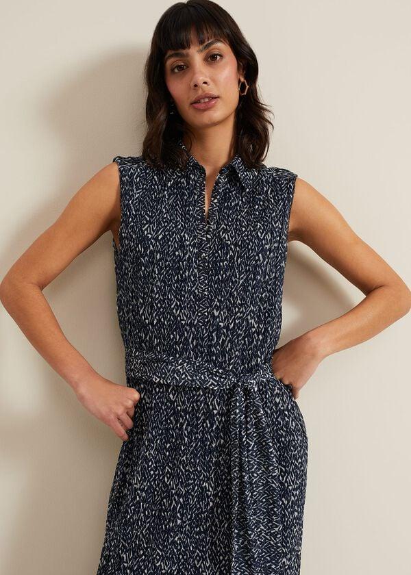 Phase Eight Adia Navy Jersey Shirt Dress