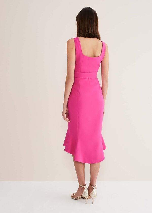 Phase Eight Adria Pink Fitted Midi Dress