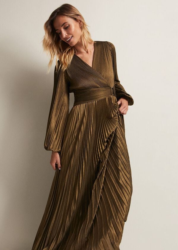 Phase Eight Adrianna Foil Pleated Maxi Dress