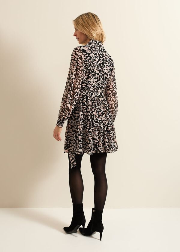 Phase Eight Aisling Black Leopard Swing Dress