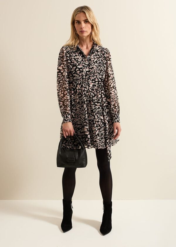 Phase Eight Aisling Black Leopard Swing Dress