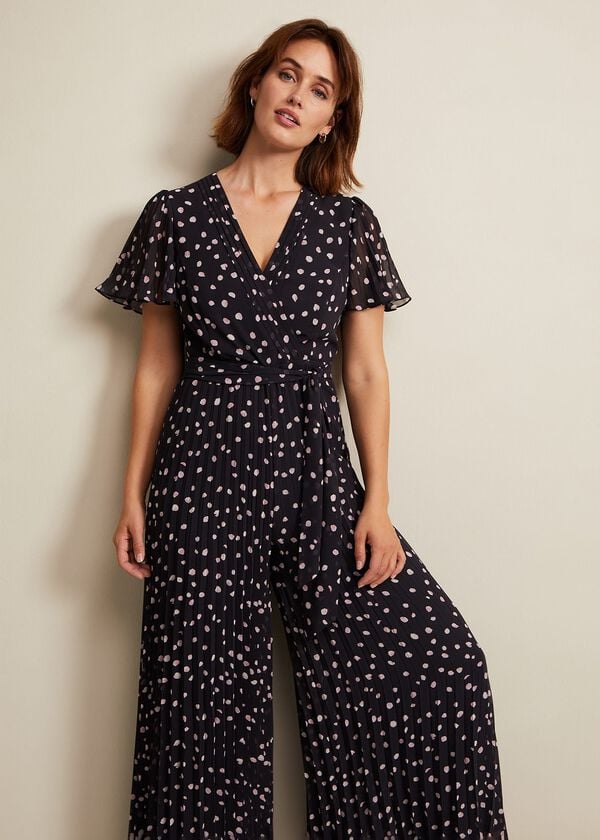Phase Eight Alexandra Spot Pleat Jumpsuit