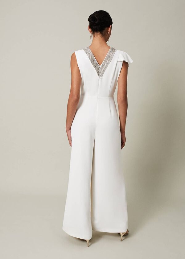 Phase Eight Alexis White Beaded Jumpsuit