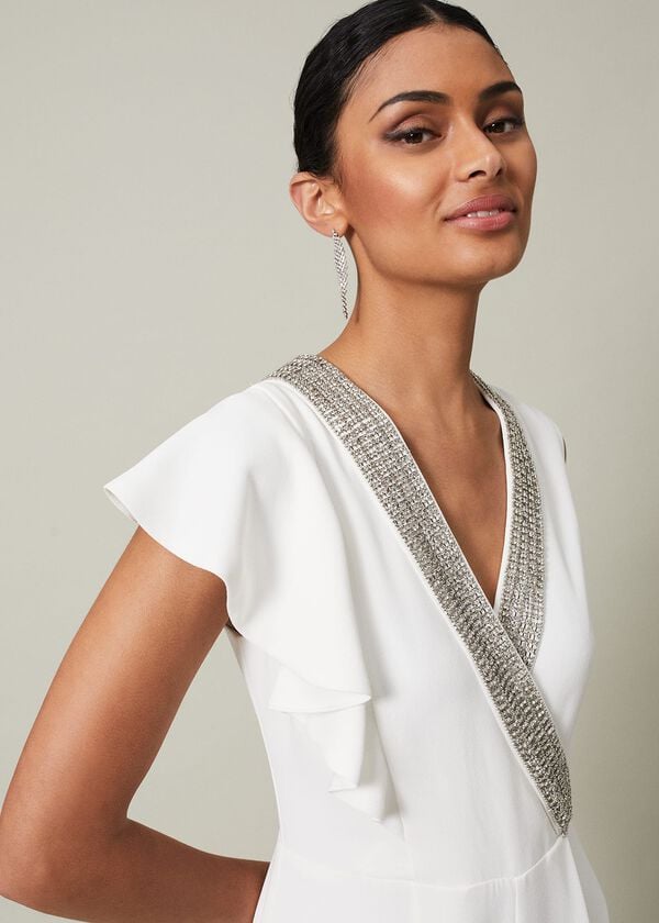 Phase Eight Alexis White Beaded Jumpsuit
