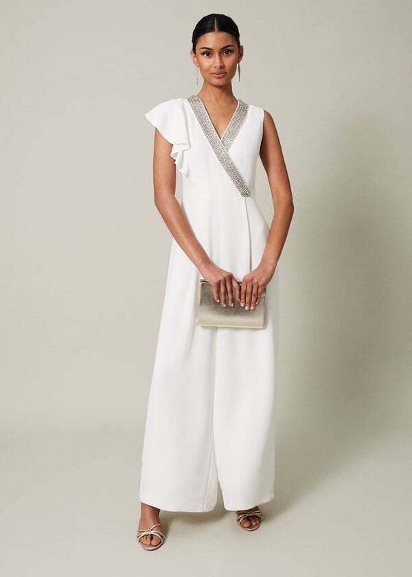 phase eight Alexis White Beaded Jumpsuit