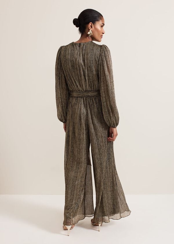 Phase Eight Alli Gold Textured Jumpsuit