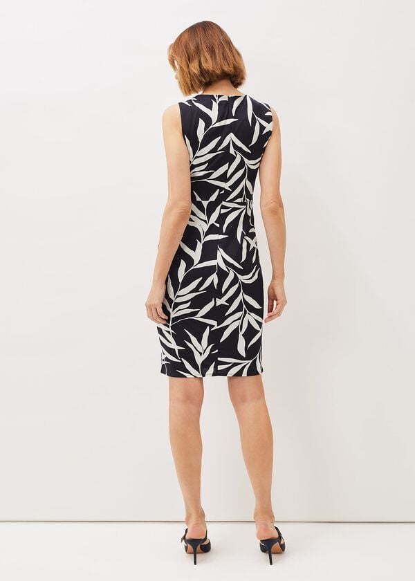Phase Eight Amber Leaf Print Fitted Jersey Dress