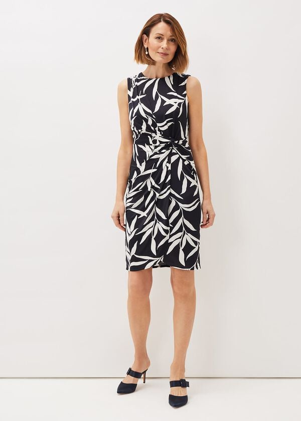 Phase Eight Amber Leaf Print Fitted Jersey Dress