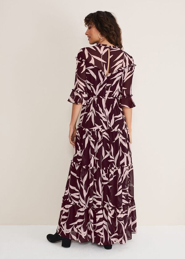 Phase Eight Amber Leaf Print Tiered Dress