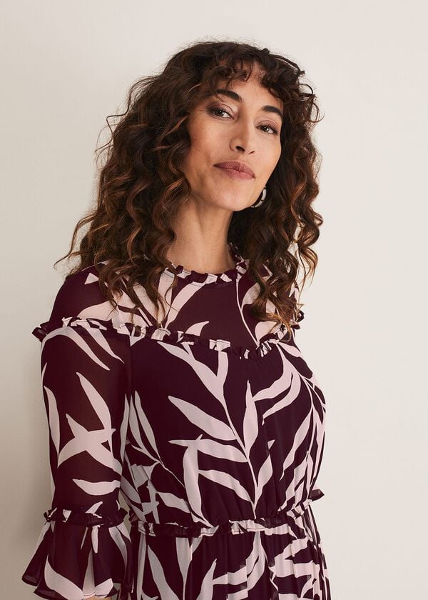 Phase Eight Amber Leaf Print Tiered Dress