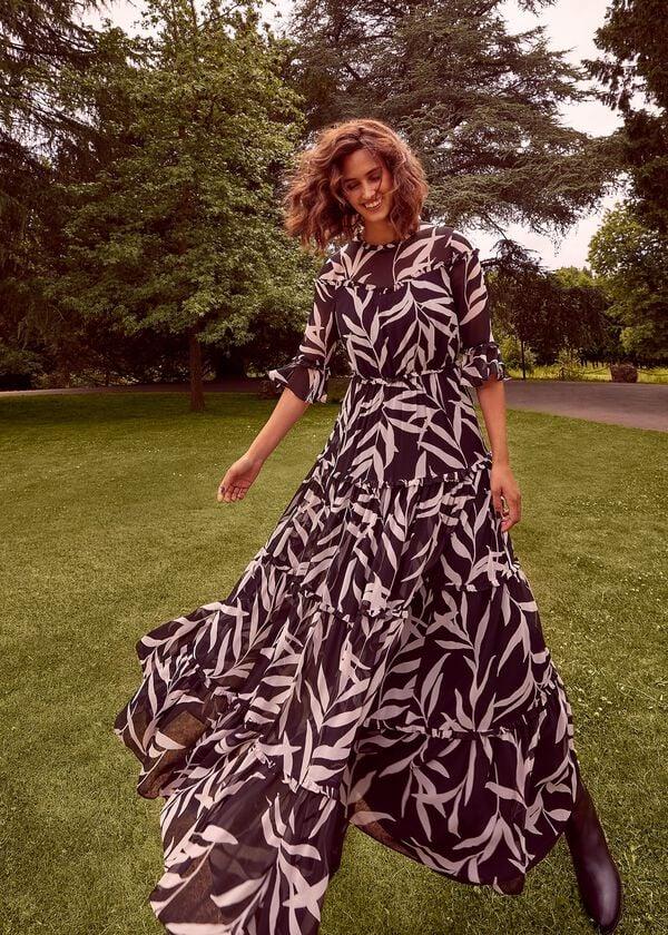 phase eight Amber Leaf Print Tiered Dress