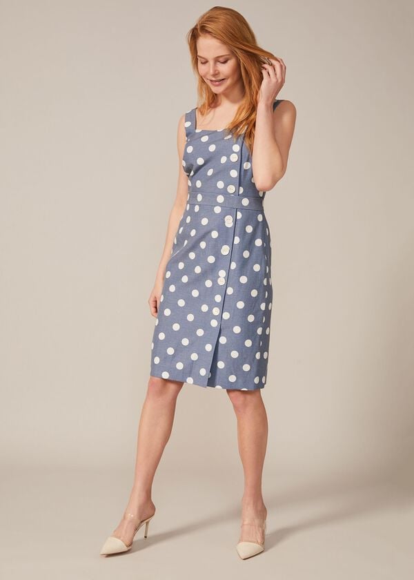 Phase Eight Amelia Linen-Blend Spot Dress