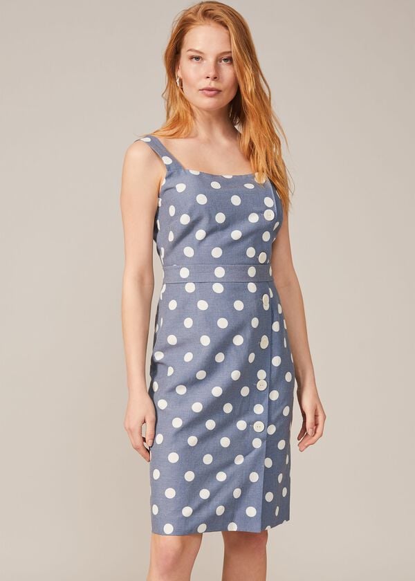 Phase Eight Amelia Linen-Blend Spot Dress