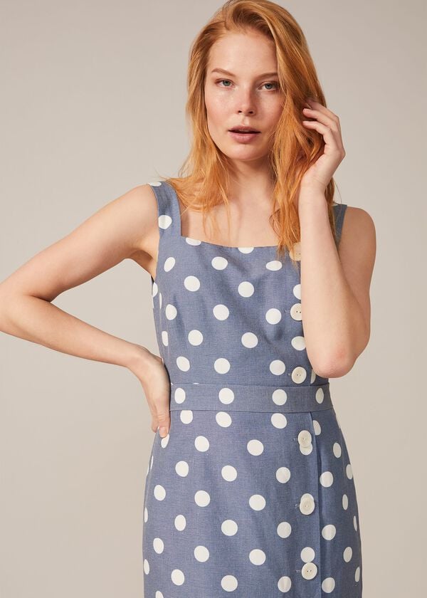 phase eight Amelia Linen-Blend Spot Dress
