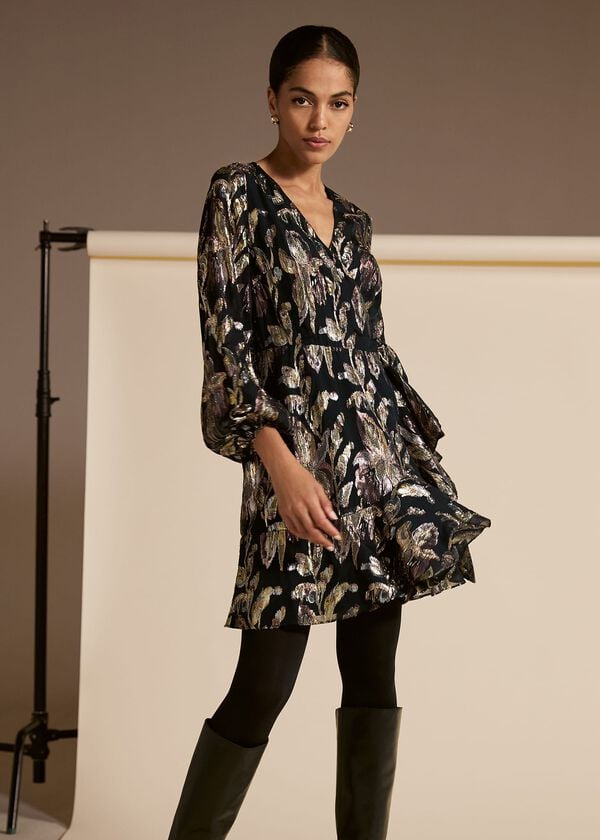 phase eight Amelia Navy Foil Wrap Dress