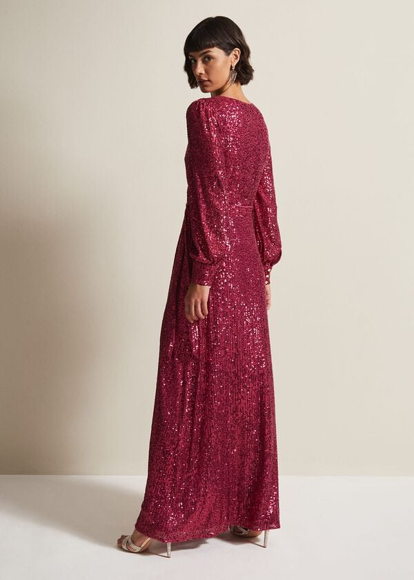 Phase Eight Amily Pink Sequin Maxi Dress