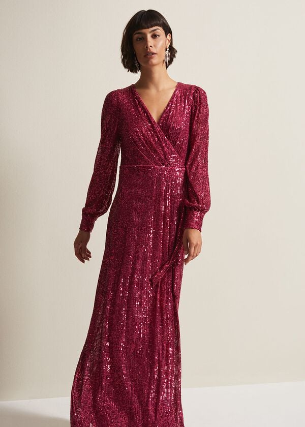 Phase Eight Amily Pink Sequin Maxi Dress