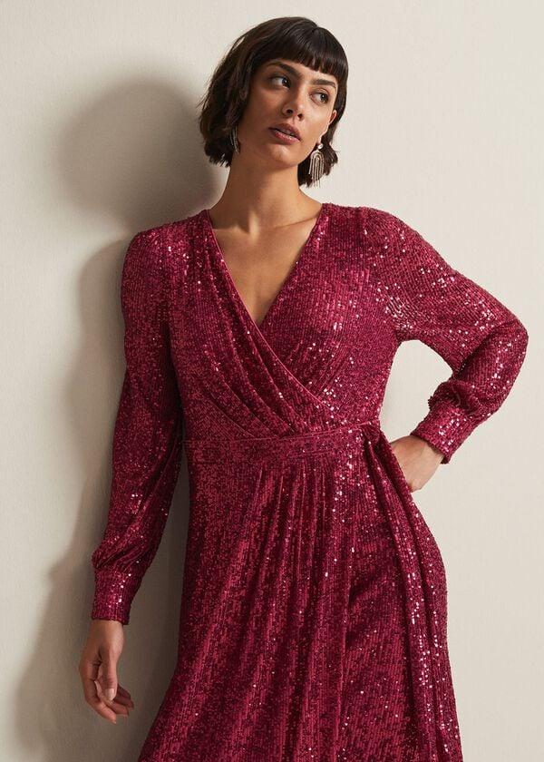 Phase Eight Amily Pink Sequin Maxi Dress