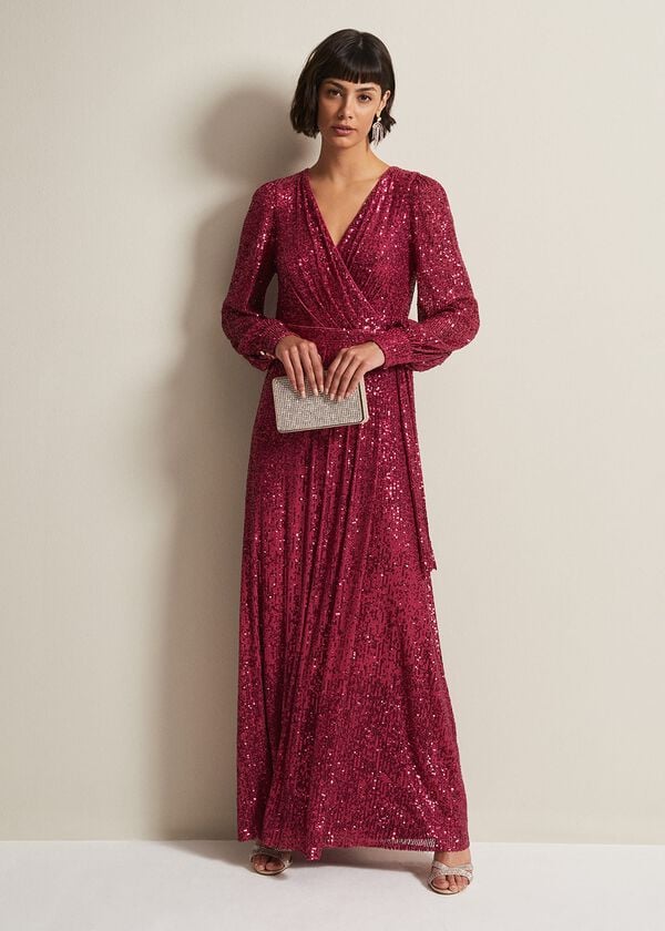 phase eight Amily Pink Sequin Maxi Dress
